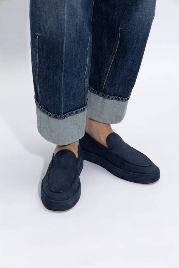 Giorgio Armani Leren loafers Blue Heren