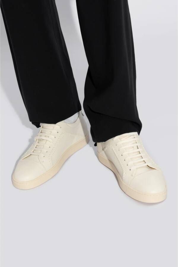 Giorgio Armani Leren sneakers Beige Heren