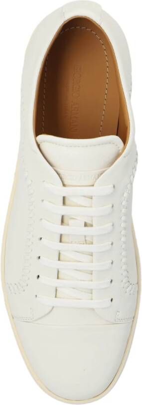 Giorgio Armani Leren sneakers Beige Heren