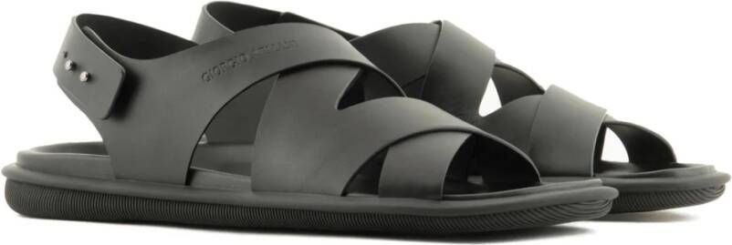 Giorgio Armani Zwarte Elegante Open Platte Sandalen Black Heren