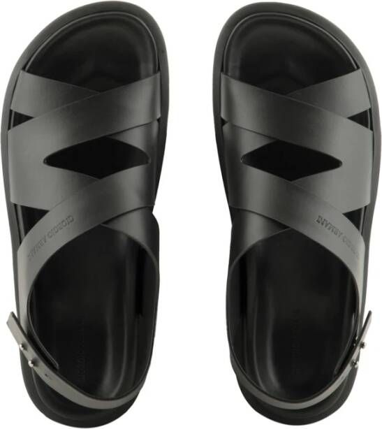 Giorgio Armani Zwarte Elegante Open Platte Sandalen Black Heren