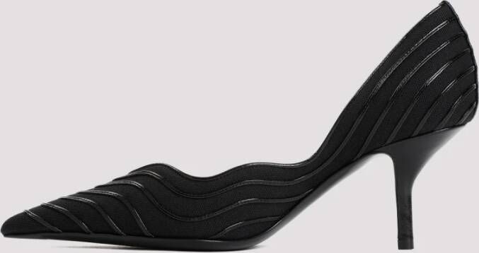 Giorgio Armani Zwarte Katoenen Pumps met Puntige Neus Black Dames