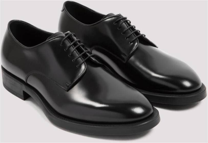 Giorgio Armani Zwarte Leren Loafer Schoenen Black Heren