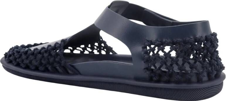 Giorgio Armani Zwarte Leren Sandalen Gegraveerd Logo Black Heren