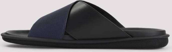 Giorgio Armani Zwarte Leren Sandalen voor Mannen Blue Heren