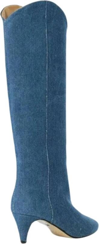 Gisel Moire Denim Platte Schoenen Puntige Stiletto Hak Blue Dames