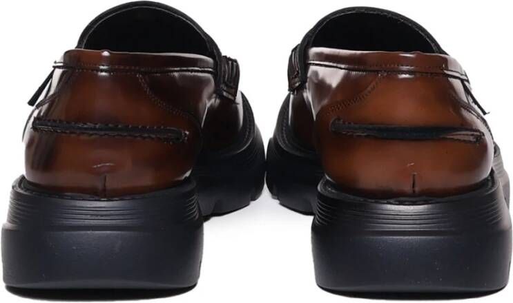 Giuliano Galiano Bruin Leren Loafers Klassieke Stijl Brown Heren