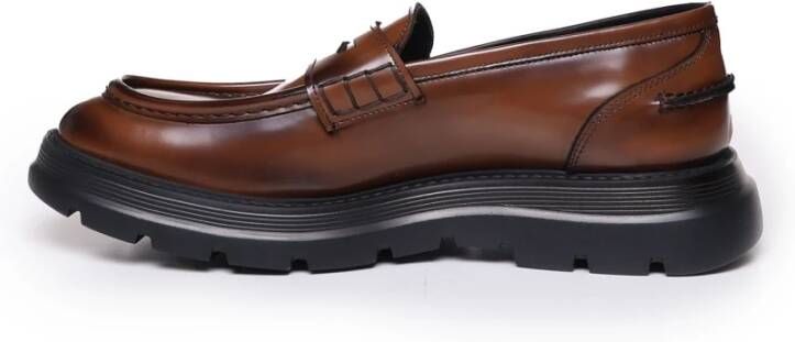 Giuliano Galiano Bruin Leren Loafers Klassieke Stijl Brown Heren