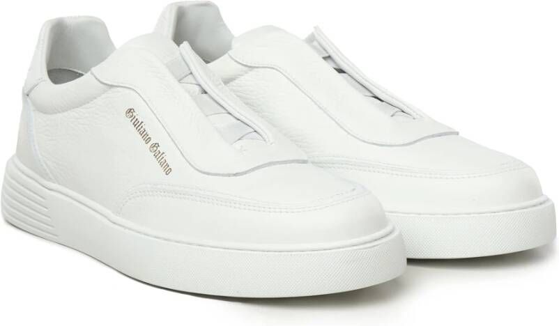 Giuliano Galiano Witte leren sneakers met logo White Heren