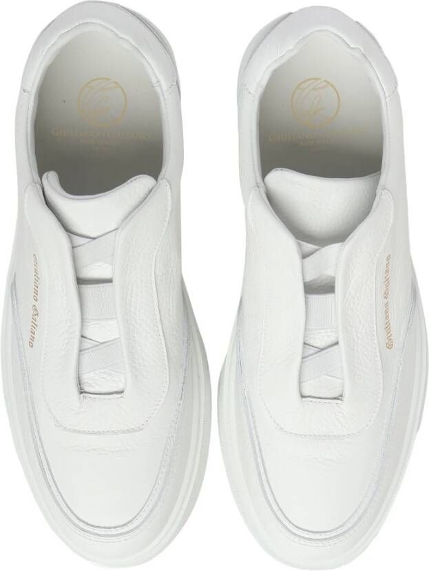 Giuliano Galiano Witte leren sneakers met logo White Heren