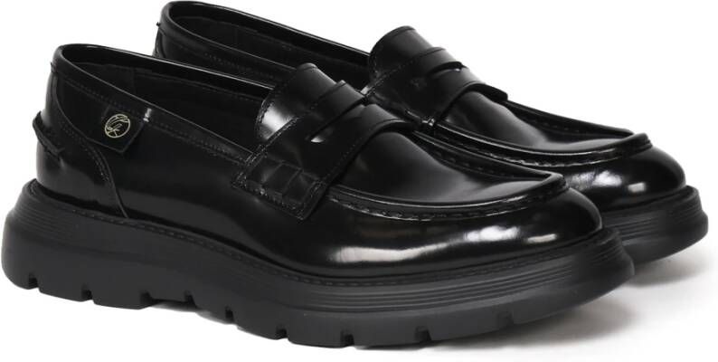 Giuliano Galiano Zwarte Leren Loafers Verfeffect Black Heren