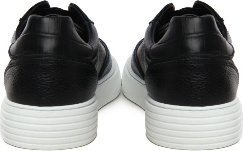 Giuliano Galiano Zwarte leren sneakers met logo Black Heren