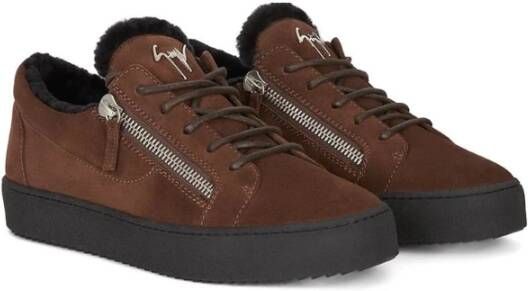 giuseppe zanotti Bruine Elegante Gesloten Platte Sneakers Brown Heren