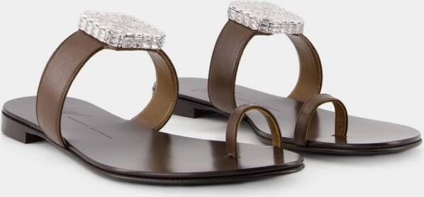 giuseppe zanotti Bruine Platte Sandalen Leer Brown Dames