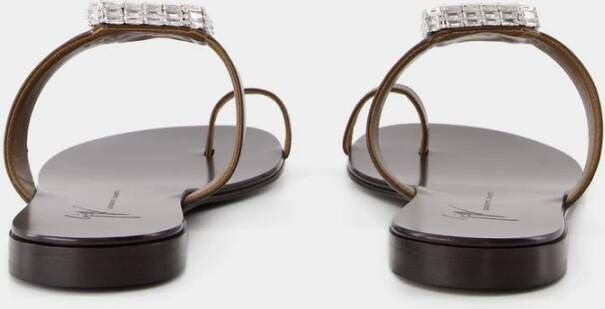 giuseppe zanotti Bruine Platte Sandalen Leer Brown Dames