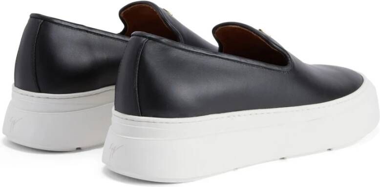 giuseppe zanotti Casual Zwarte Leren Sneakers Black Heren