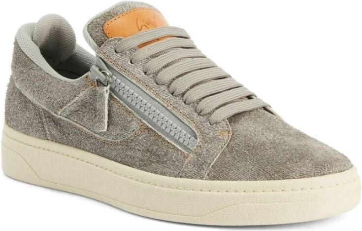 giuseppe zanotti Denim Print Lace-Up Sneaker Gray Heren