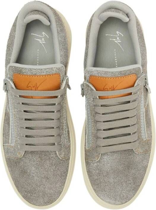 giuseppe zanotti Denim Print Lace-Up Sneaker Gray Heren