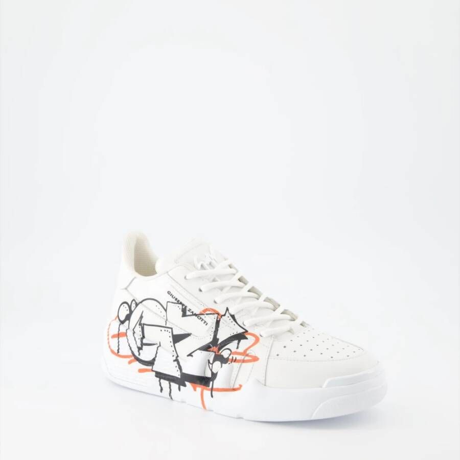 giuseppe zanotti Graffiti Leren Veterschoenen White Dames