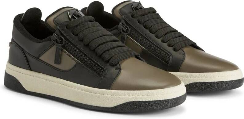 giuseppe zanotti Grijze Leren Casual Sneakers Gray Heren