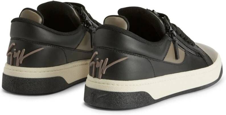 giuseppe zanotti Grijze Leren Casual Sneakers Gray Heren