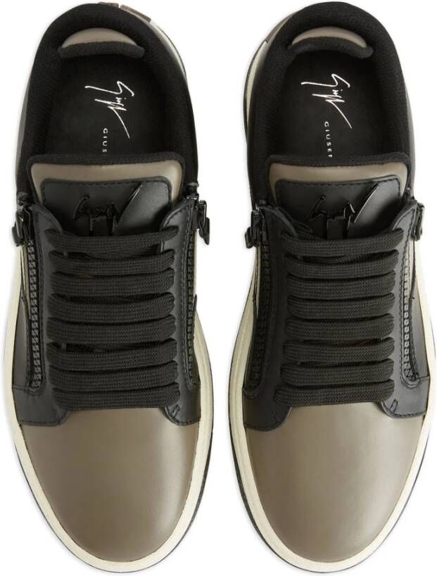 giuseppe zanotti Grijze Leren Casual Sneakers Gray Heren