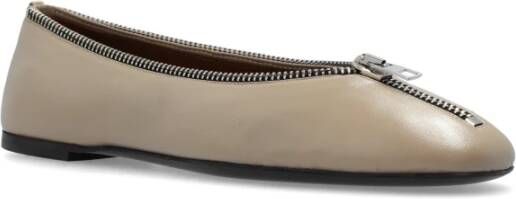 giuseppe zanotti Leren balletflats Beige Dames