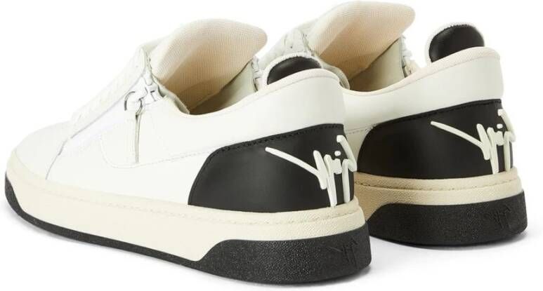 giuseppe zanotti Leren Lage Sneakers met Ritssluiting White Heren