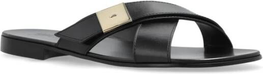 giuseppe zanotti Leren slides Black Heren