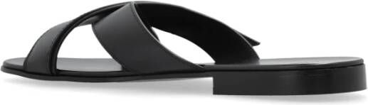 giuseppe zanotti Leren slides Black Heren