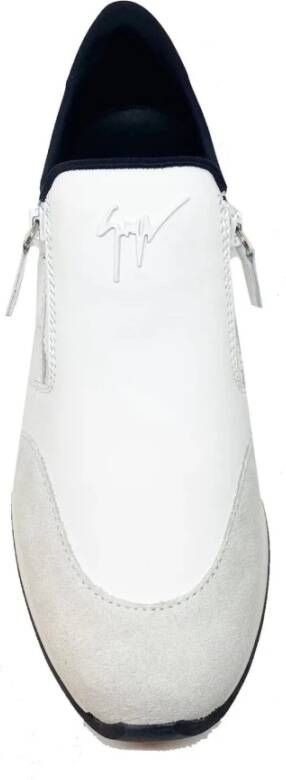 giuseppe zanotti Leren sneakers met suède detail White Heren