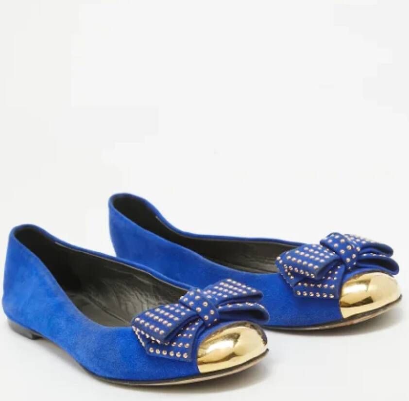 Giuseppe Zanotti Pre-owned Suede flats Blue Dames