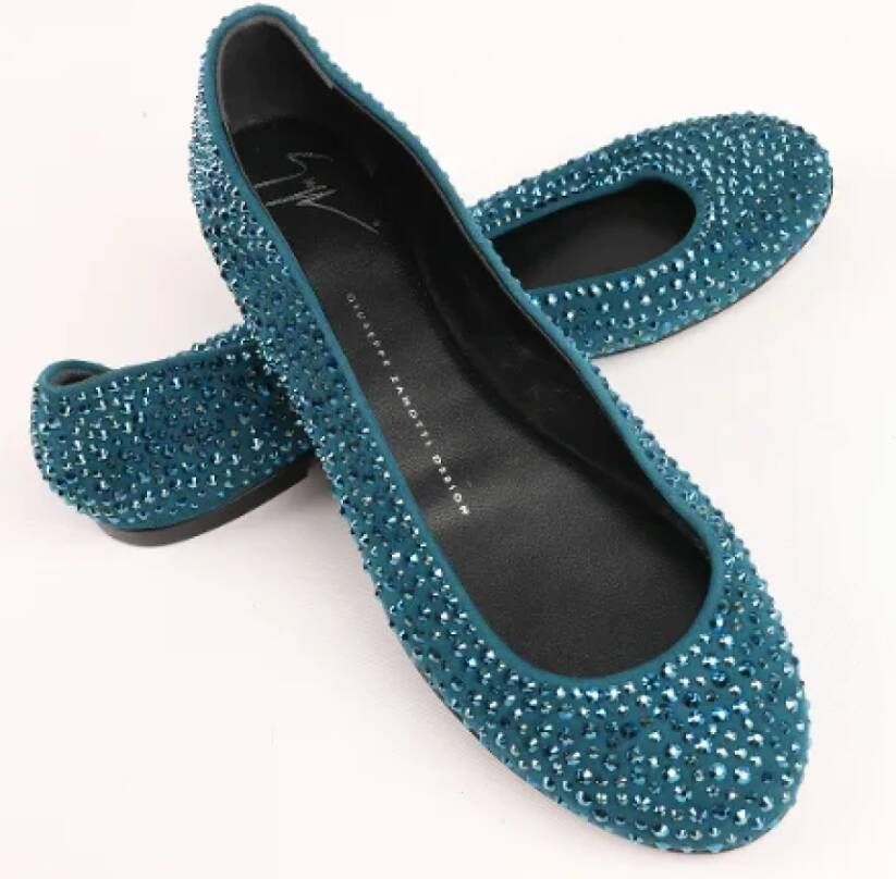 Giuseppe Zanotti Pre-owned Suede flats Blue Dames