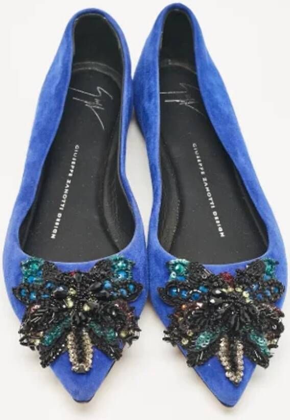 Giuseppe Zanotti Pre-owned Suede flats Blue Dames