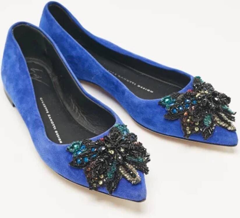 Giuseppe Zanotti Pre-owned Suede flats Blue Dames