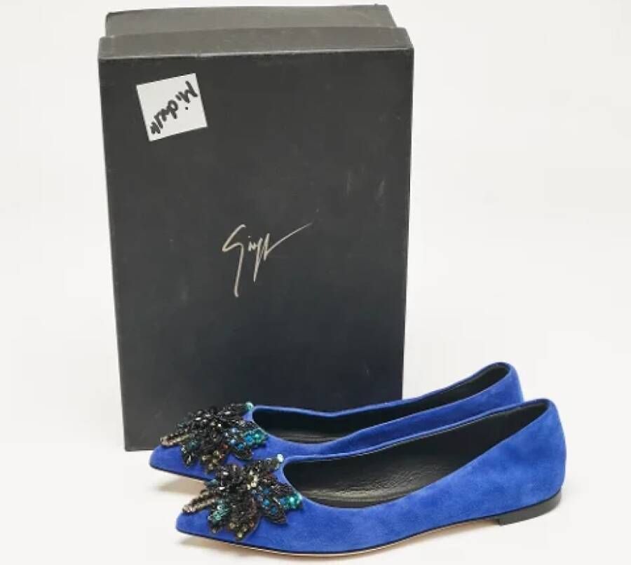 Giuseppe Zanotti Pre-owned Suede flats Blue Dames