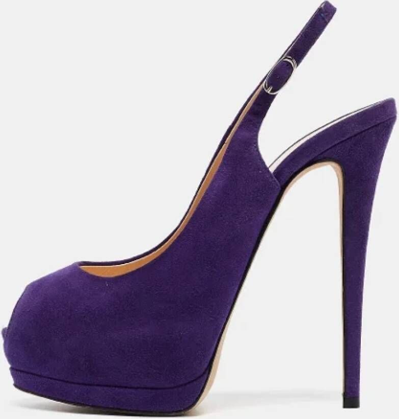 Giuseppe Zanotti Pre-owned Suede heels Purple Dames