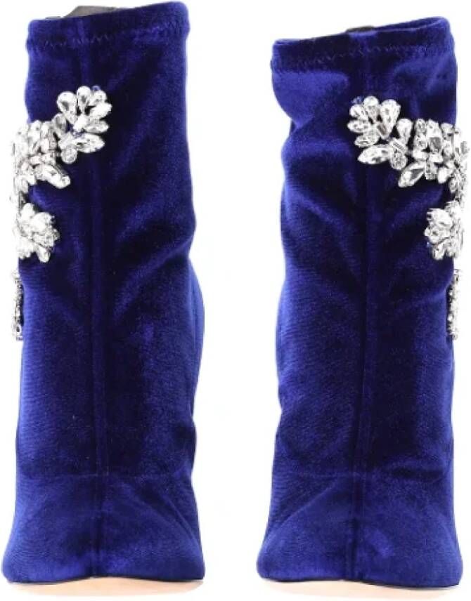 Giuseppe Zanotti Pre-owned Velvet boots Blue Dames