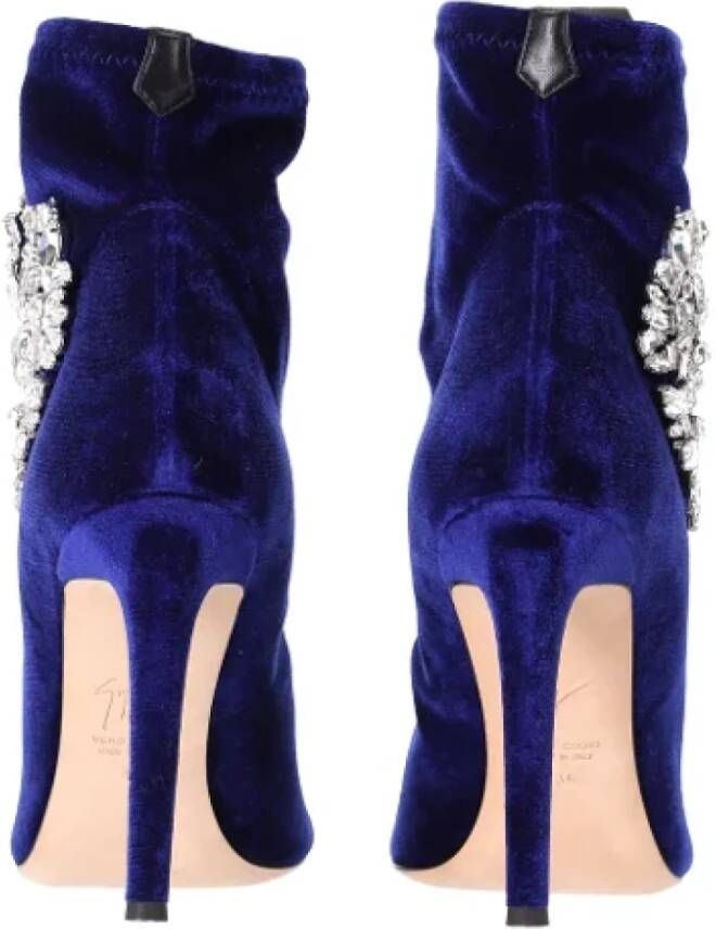 Giuseppe Zanotti Pre-owned Velvet boots Blue Dames