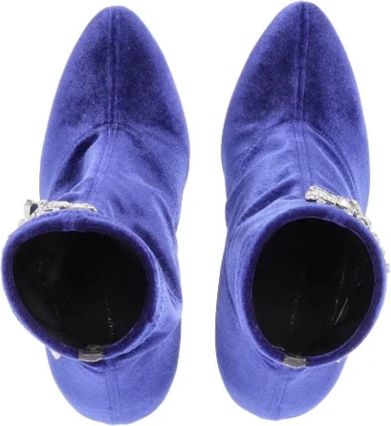 Giuseppe Zanotti Pre-owned Velvet boots Blue Dames