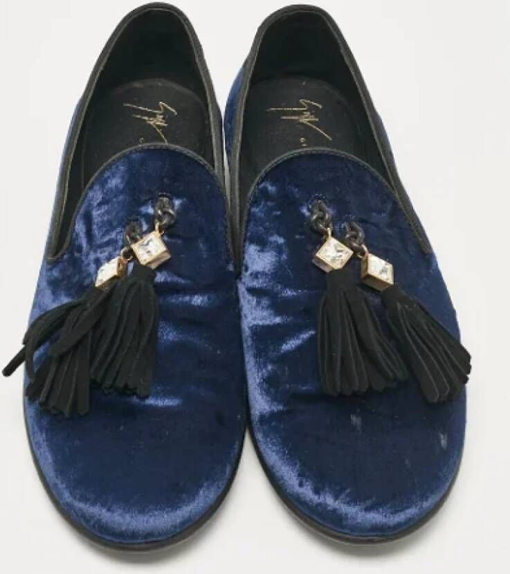 Giuseppe Zanotti Pre-owned Velvet flats Blue Dames