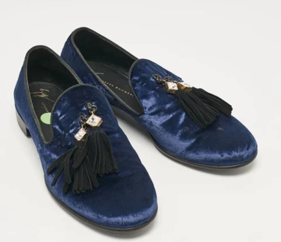 Giuseppe Zanotti Pre-owned Velvet flats Blue Dames