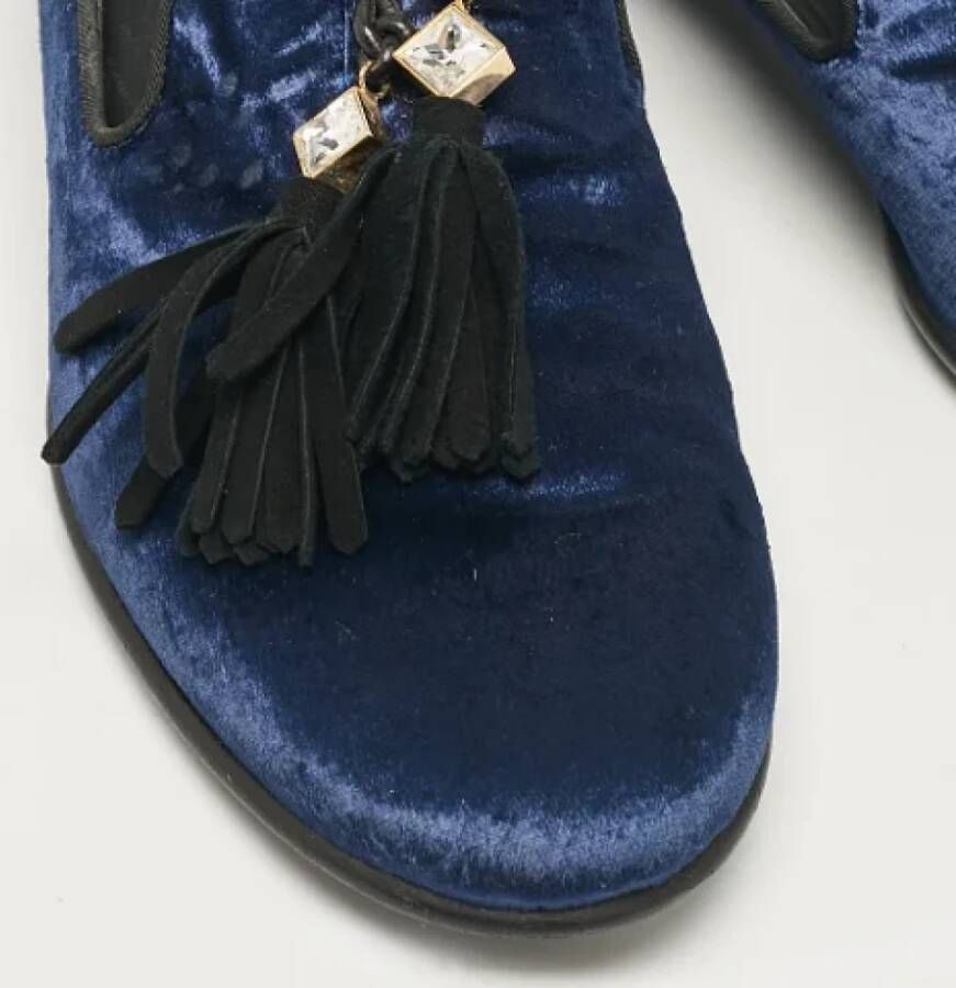 Giuseppe Zanotti Pre-owned Velvet flats Blue Dames