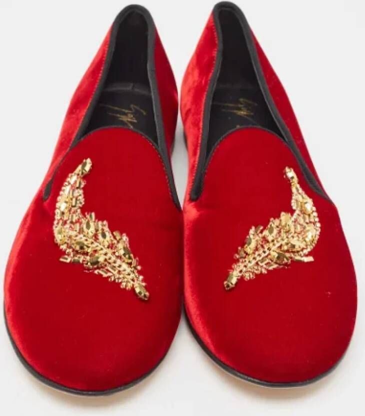 Giuseppe Zanotti Pre-owned Velvet flats Red Dames