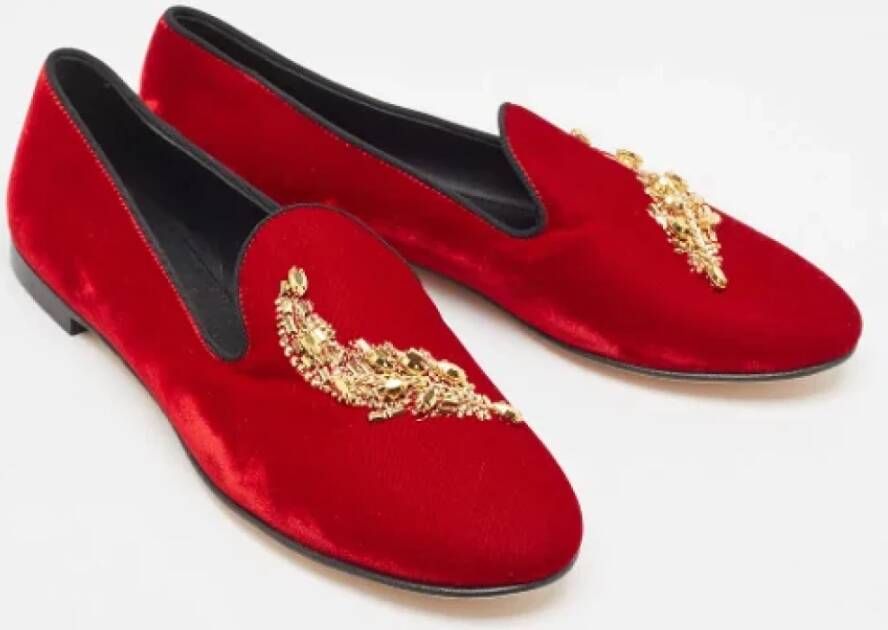 Giuseppe Zanotti Pre-owned Velvet flats Red Dames