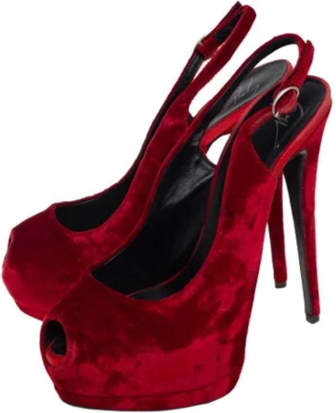 Giuseppe Zanotti Pre-owned Velvet sandals Red Dames