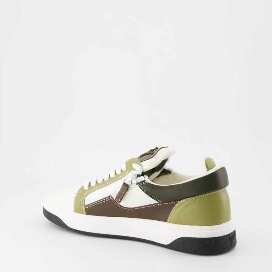 giuseppe zanotti Witte Leren en Khaki Sneakers Multicolor Heren