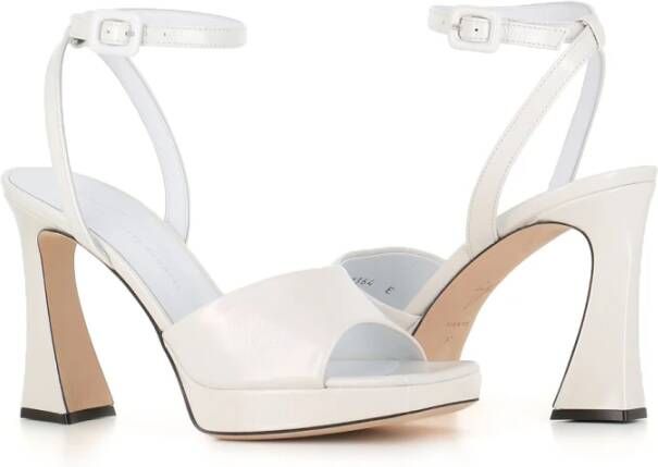 giuseppe zanotti Witte Leren Hoge Hak Sandalen White Dames