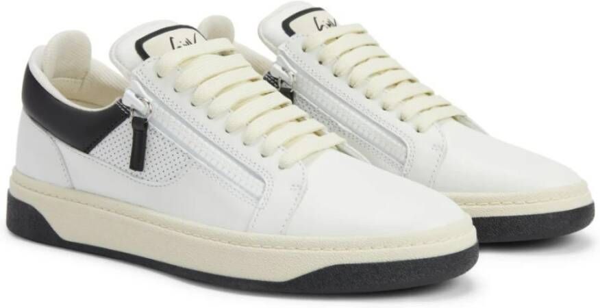 giuseppe zanotti Witte Leren Sneakers met Dubbele Rits White Heren