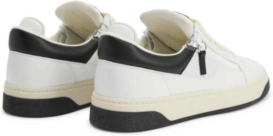 giuseppe zanotti Witte Leren Sneakers met Dubbele Rits White Heren